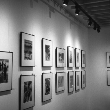 Explore a stunning monochrome art exhibit on display in Bratislava, showcasing diverse framed artwork.